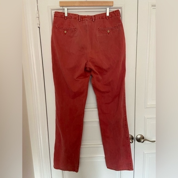 Peter Millar 100 Prima Cotton Sports Red Salmon Flat Front Soft Trouser Pants 36 - Picture 4 of 8
